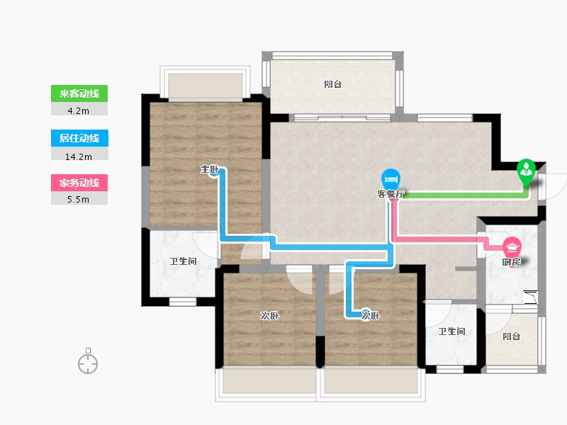 四川省-遂宁市-山屿湖・名门-80.66-户型库-动静线