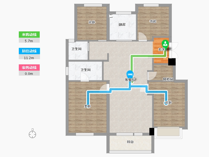 辽宁省-大连市-万科金地和风明月-103.95-户型库-动静线