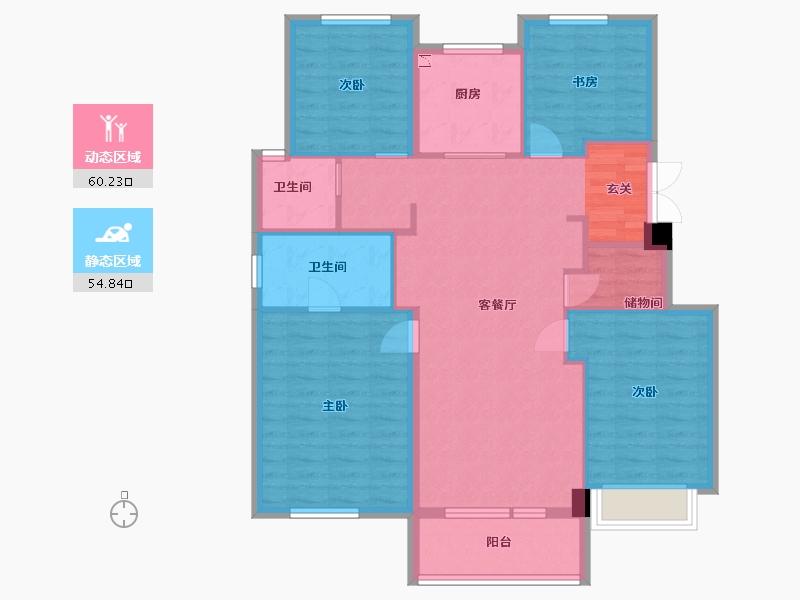 辽宁省-大连市-万科金地和风明月-103.95-户型库-动静分区