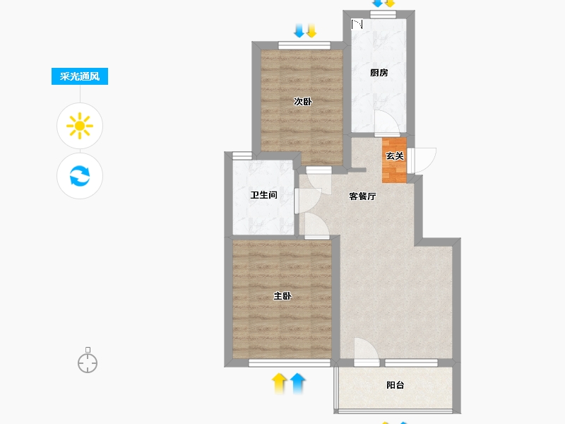 辽宁省-大连市-华润置地海上东方-57.02-户型库-采光通风