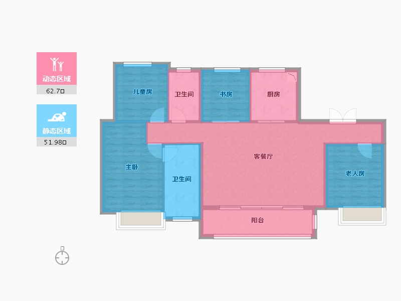 陕西省-渭南市-渭南万科城-103.89-户型库-动静分区