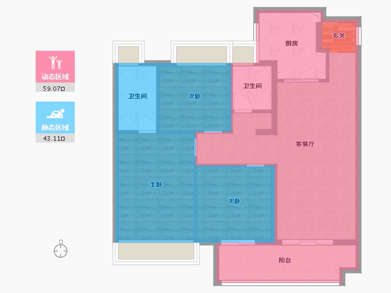 江苏省-南通市-万科・时代之光-92.00-户型库-动静分区