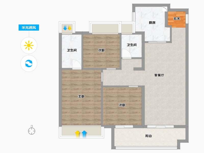 江苏省-南通市-万科・时代之光-92.00-户型库-采光通风