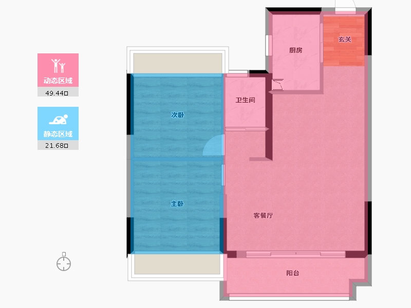 江苏省-南通市-碧桂园・桃李江山-64.00-户型库-动静分区