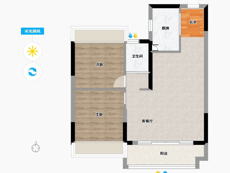 江苏省-南通市-碧桂园・桃李江山-64.00-户型库-采光通风