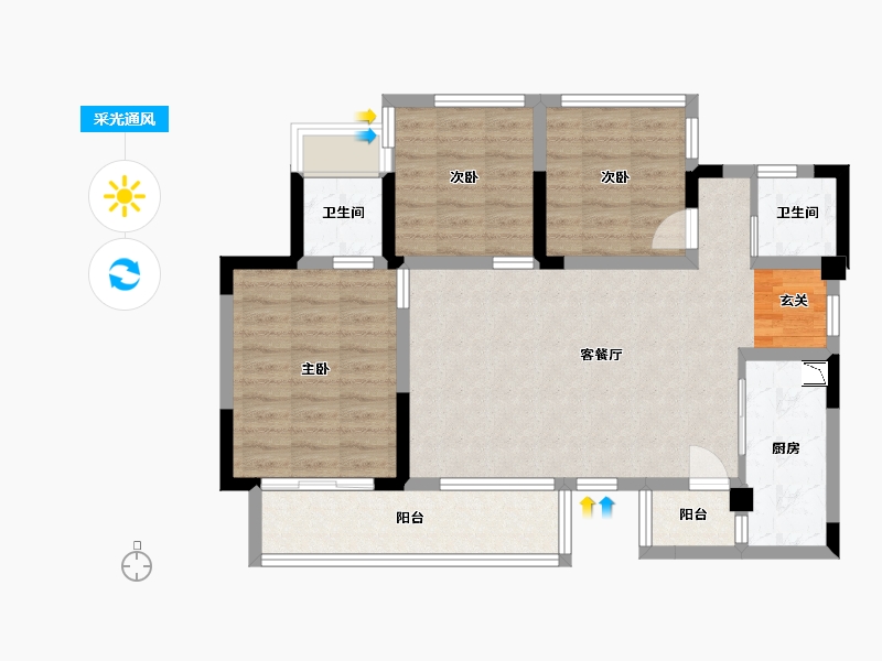 四川省-宜宾市-正黄・翡翠堂-83.88-户型库-采光通风