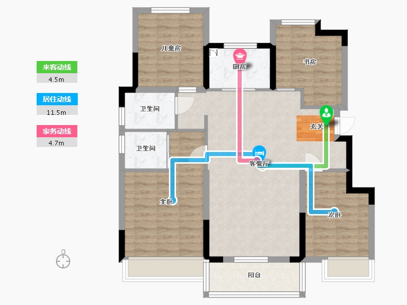 浙江省-杭州市-中骏临栖云府-94.35-户型库-动静线