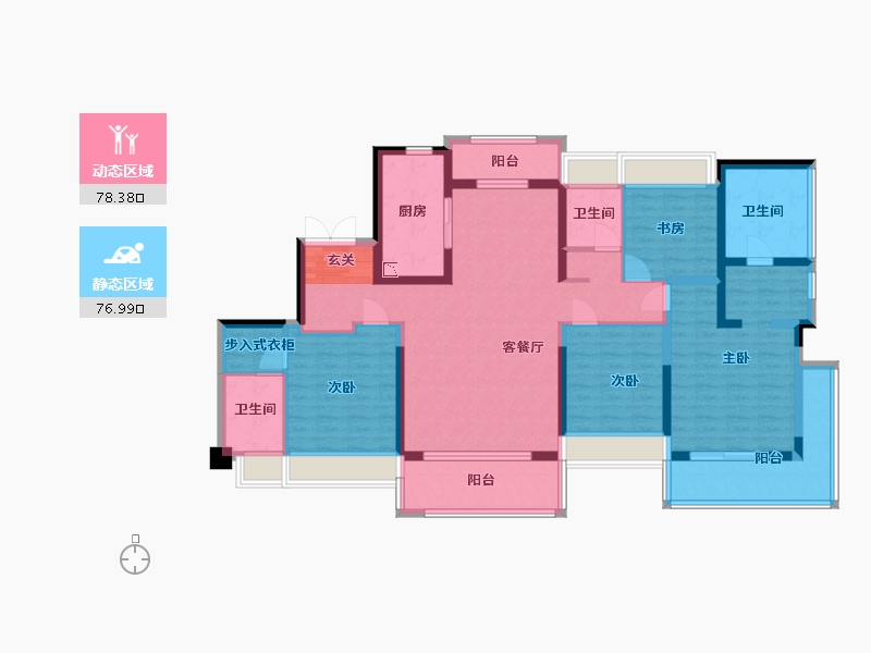 广东省-佛山市-中粮珑湾祥云-137.61-户型库-动静分区