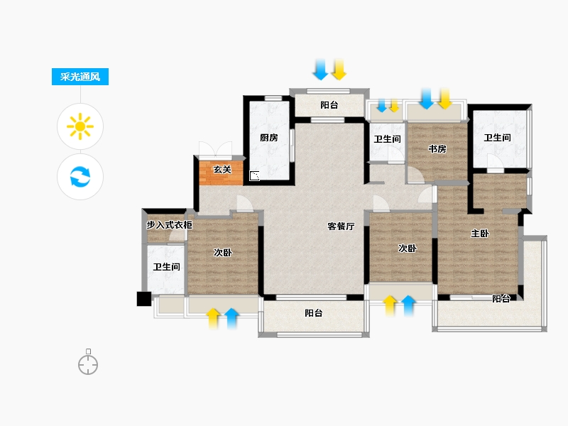 广东省-佛山市-中粮珑湾祥云-137.61-户型库-采光通风