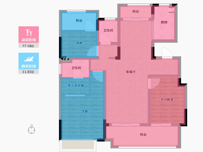 安徽省-滁州市-中丞 明湖原著-96.81-户型库-动静分区