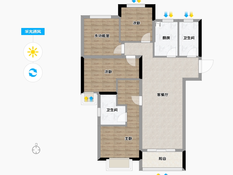 湖南省-长沙市-合能湘江公馆-94.43-户型库-采光通风