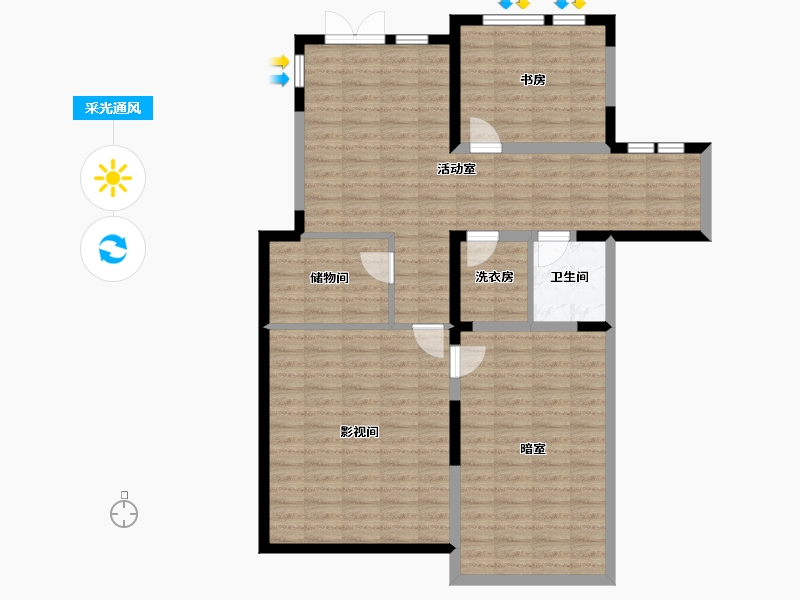 北京-北京市-汇航桃园-105.79-户型库-采光通风