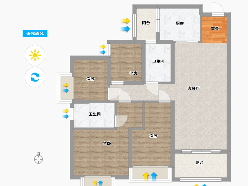 广东省-佛山市-越秀星汇瀚府-88.80-户型库-采光通风