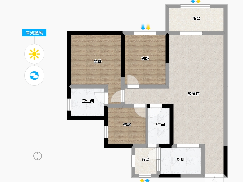 四川省-南充市-奥斯汀小镇-82.98-户型库-采光通风