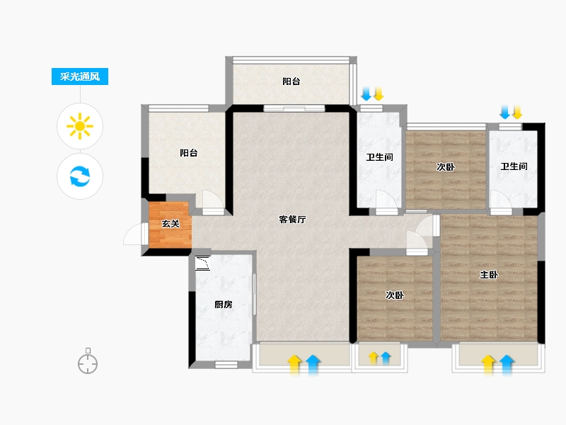 广东省-佛山市-鑫苑城-99.20-户型库-采光通风