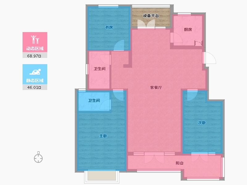 河北省-邢台市-拉菲公馆-106.81-户型库-动静分区