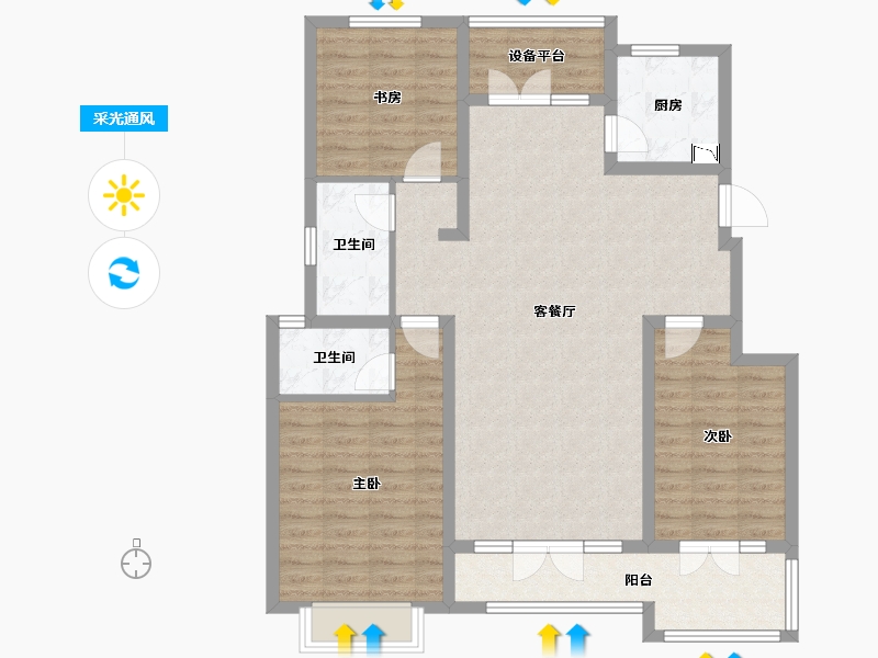 河北省-邢台市-拉菲公馆-106.81-户型库-采光通风