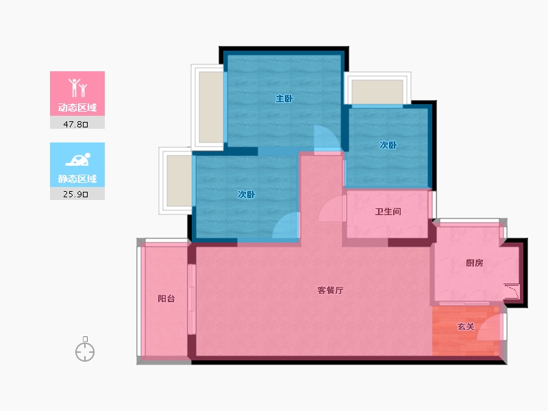 广东省-东莞市-凤岗碧桂园-65.24-户型库-动静分区