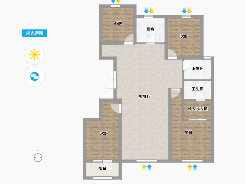 河北省-邢台市-绿城诚园-106.89-户型库-采光通风