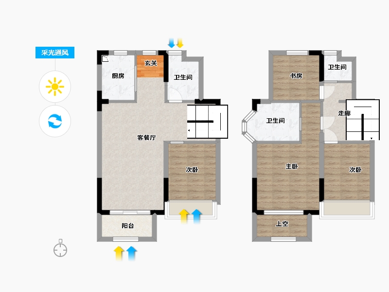 上海-上海市-金地都会C区-104.39-户型库-采光通风