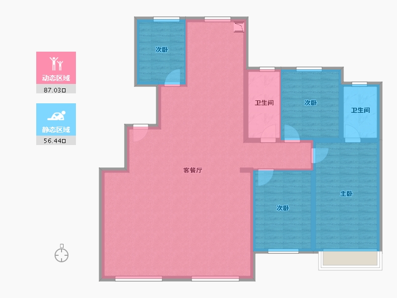 内蒙古自治区-通辽市-地王花园小区-130.81-户型库-动静分区