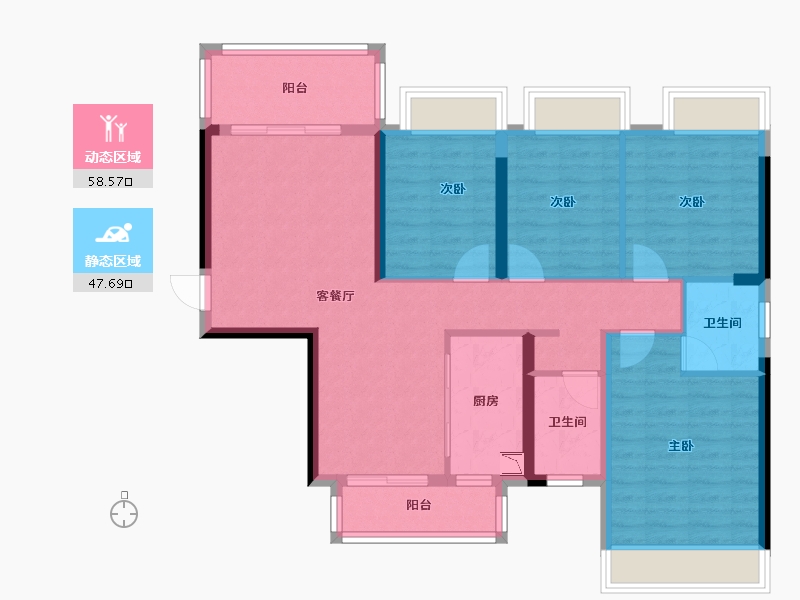 广西壮族自治区-贵港市-奥园顾荣幸福里-94.48-户型库-动静分区