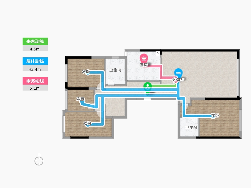 湖南省-株洲市-湘江公馆-140.00-户型库-动静线