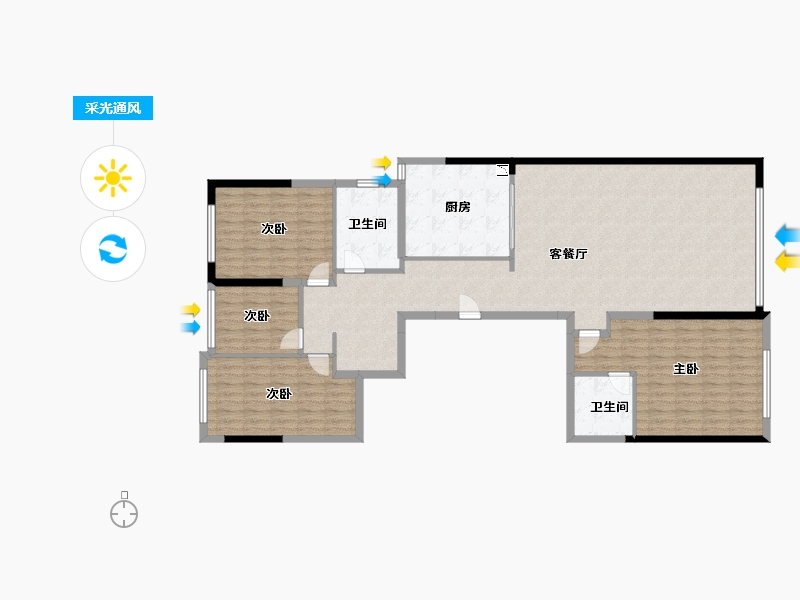 湖南省-株洲市-湘江公馆-140.00-户型库-采光通风