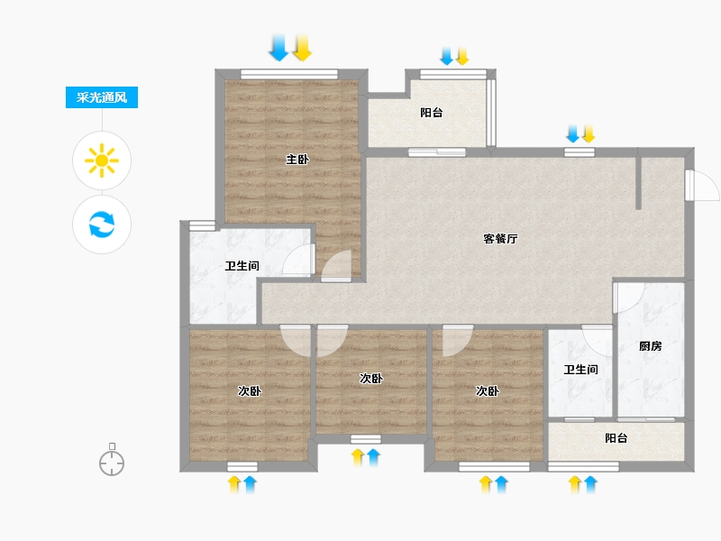 四川省-成都市-空港陆号-104.66-户型库-采光通风