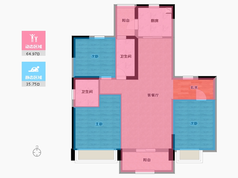 青海省-西宁市-碧桂园凤凰城-89.47-户型库-动静分区