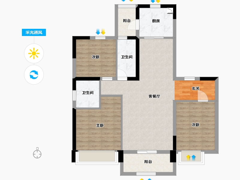 青海省-西宁市-碧桂园凤凰城-89.47-户型库-采光通风