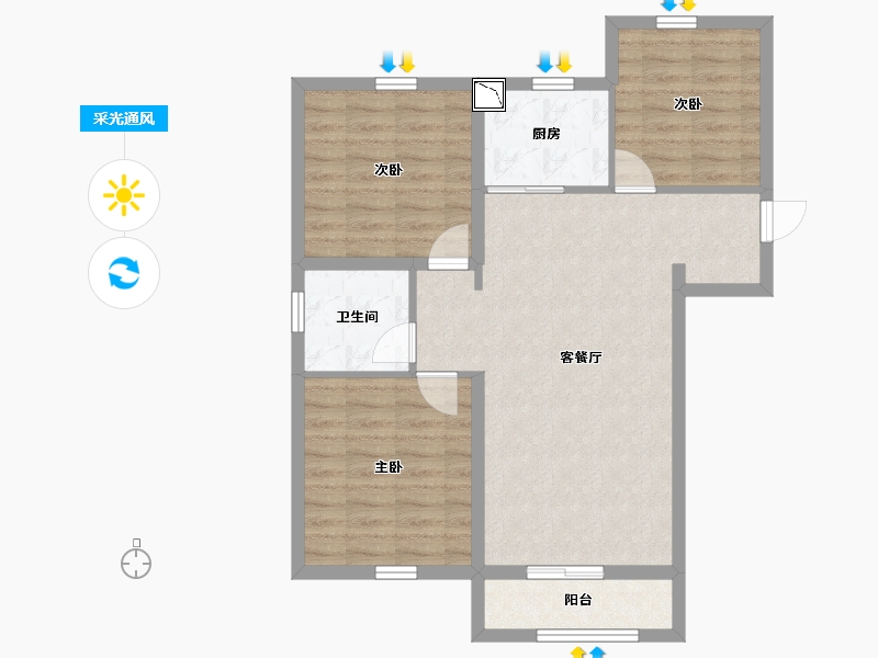 河北省-唐山市-万科公园大道-76.50-户型库-采光通风