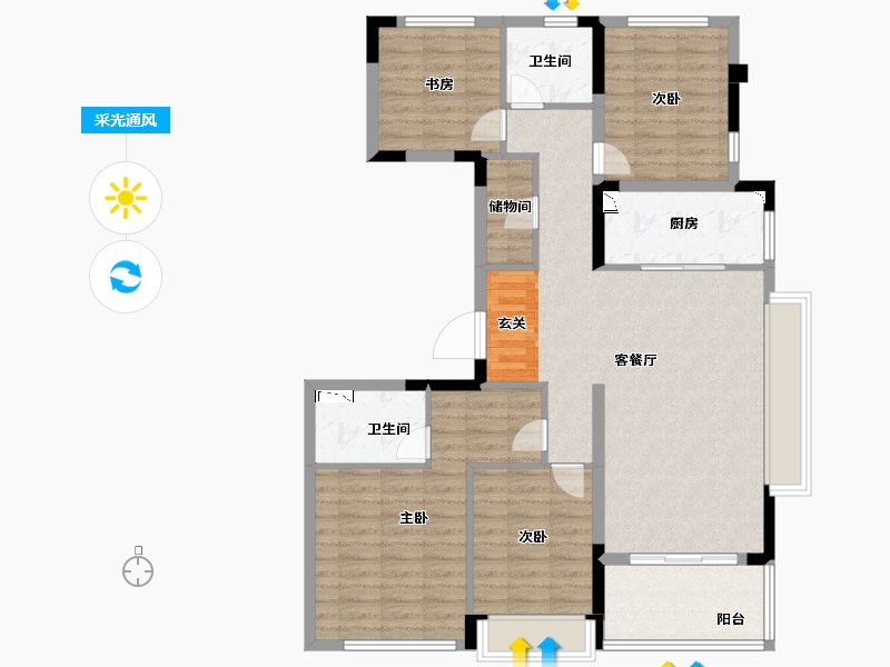 浙江省-温州市-奥园大发宸央-108.00-户型库-采光通风