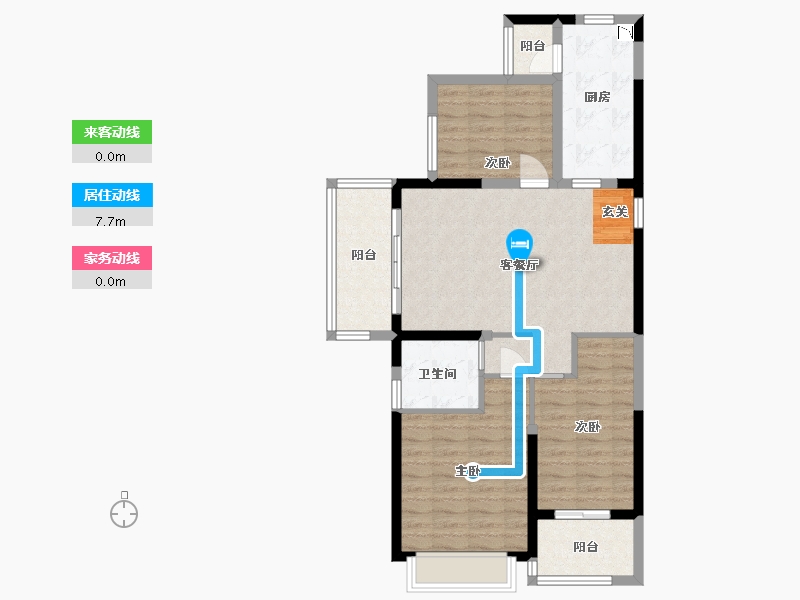 江苏省-扬州市-恒大观澜府-85.61-户型库-动静线