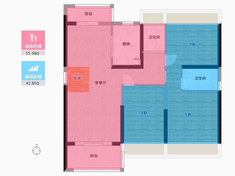 广东省-惠州市-碧桂园御珑府-88.29-户型库-动静分区