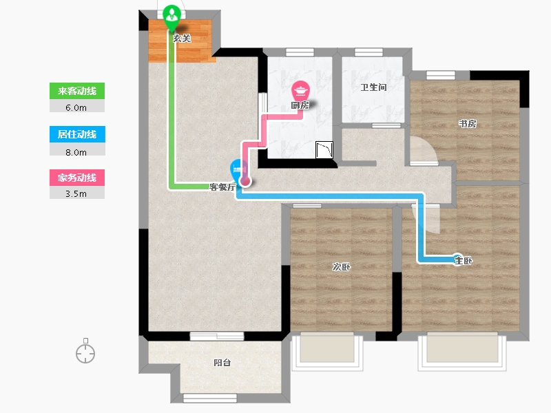 江苏省-扬州市-招商&新城-运河上宸-77.61-户型库-动静线