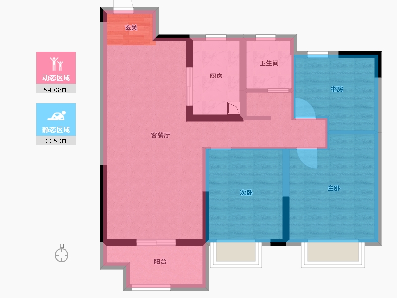 江苏省-扬州市-招商&新城-运河上宸-77.61-户型库-动静分区