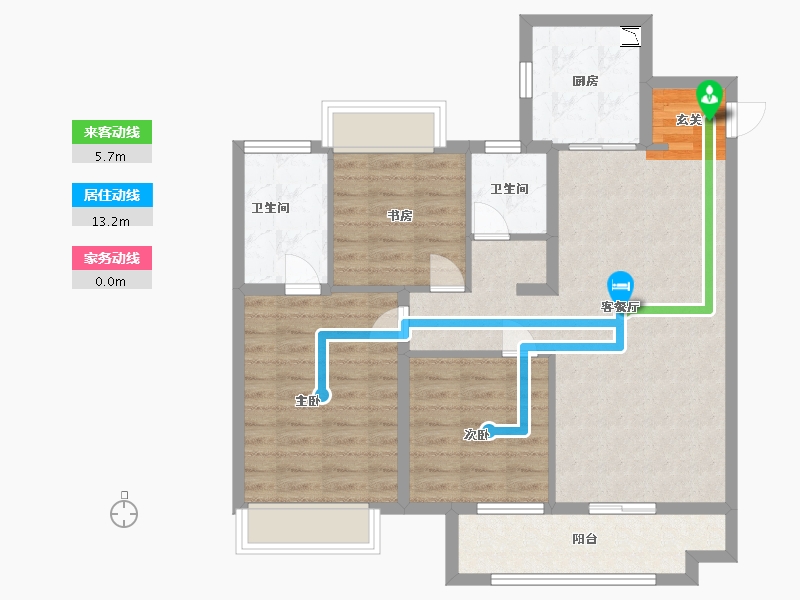 江苏省-扬州市-蓝湾臻园-85.60-户型库-动静线