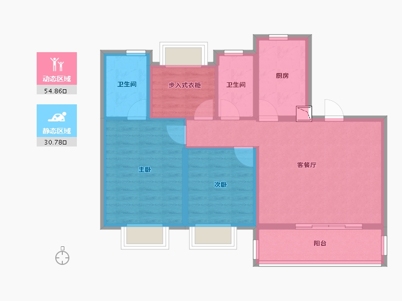 上海-上海市-保利云上-75.99-户型库-动静分区