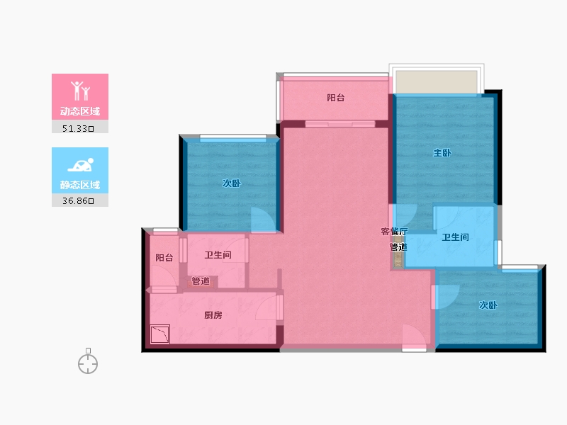 广东省-广州市-灵山岛・金茂湾-78.40-户型库-动静分区