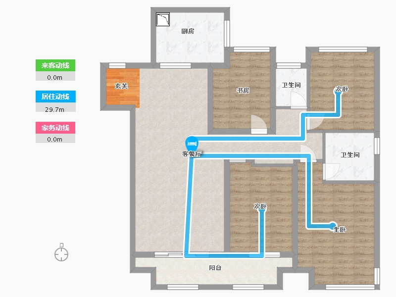 江苏省-扬州市-万科时代风华-115.20-户型库-动静线