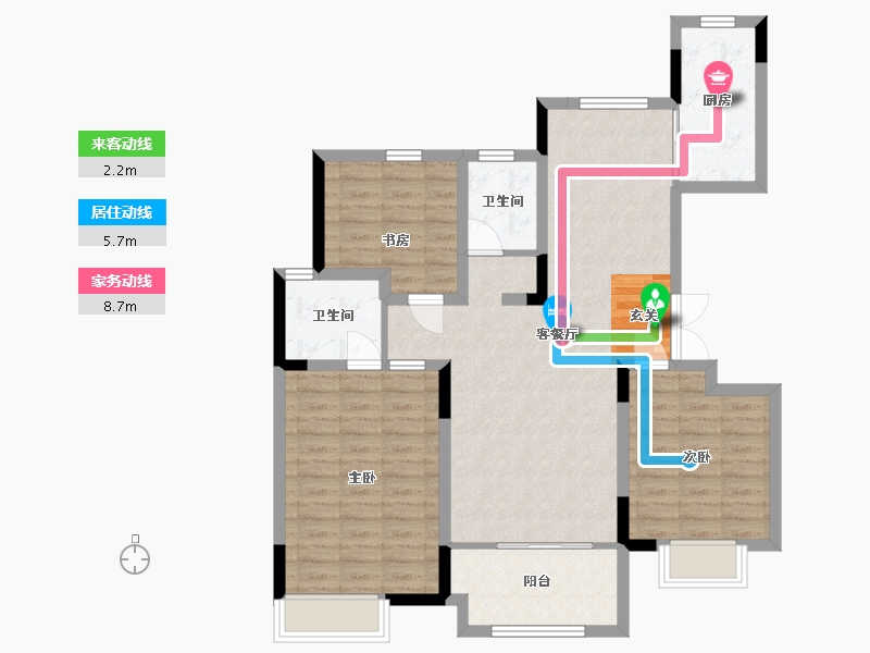 江苏省-扬州市-龙泊湾玉园-95.20-户型库-动静线