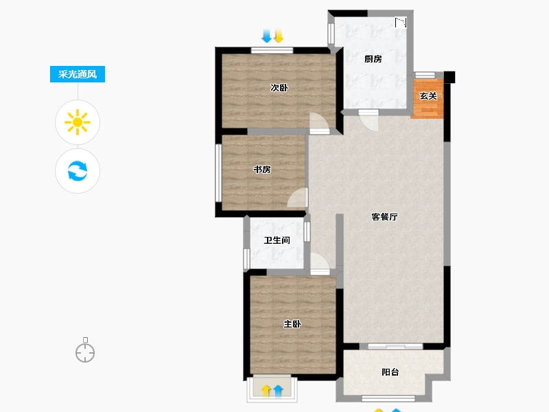 江苏省-扬州市-星地雅苑-99.13-户型库-采光通风