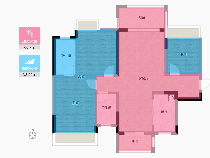 广西壮族自治区-桂林市-桂林融创九棠府-83.58-户型库-动静分区