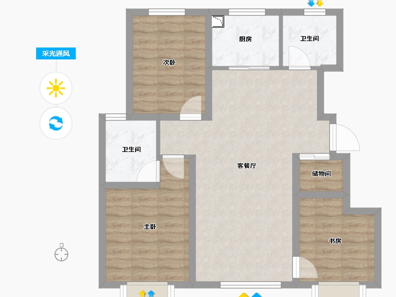 天津-天津市-保利和园-76.02-户型库-采光通风