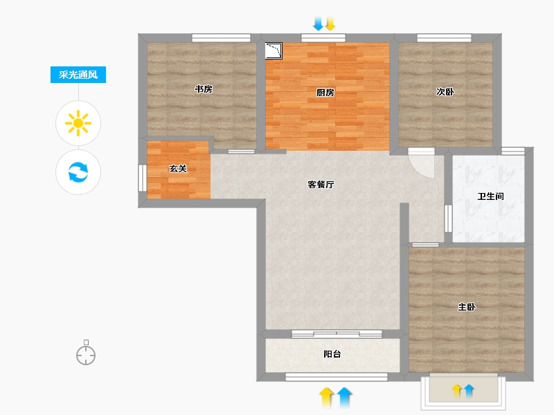 河北省-石家庄市-润江正定壹�院-81.60-户型库-采光通风