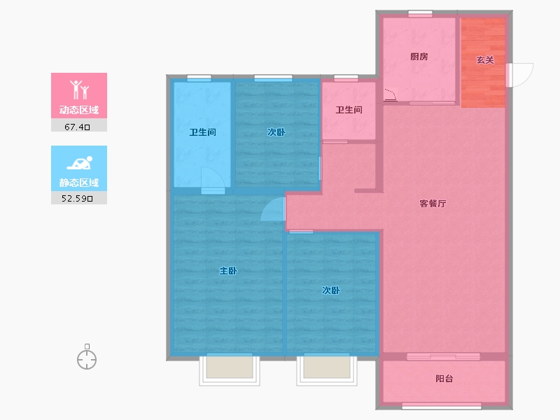 河北省-石家庄市-国赫天玺-108.79-户型库-动静分区