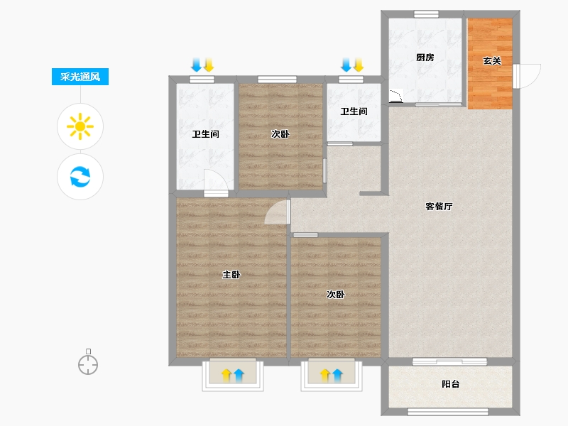 河北省-石家庄市-国赫天玺-108.79-户型库-采光通风