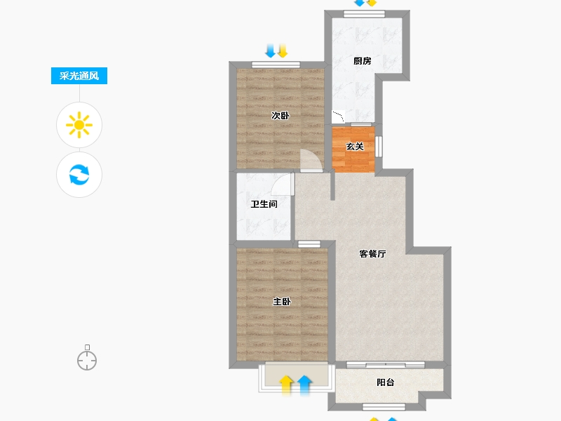 河北省-石家庄市-石家庄孔雀城-68.00-户型库-采光通风