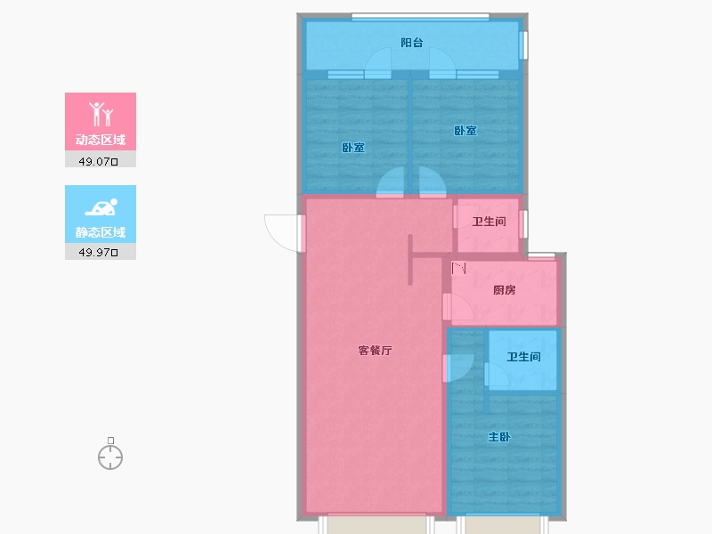 河北省-廊坊市-万科・翡翠华章-88.36-户型库-动静分区